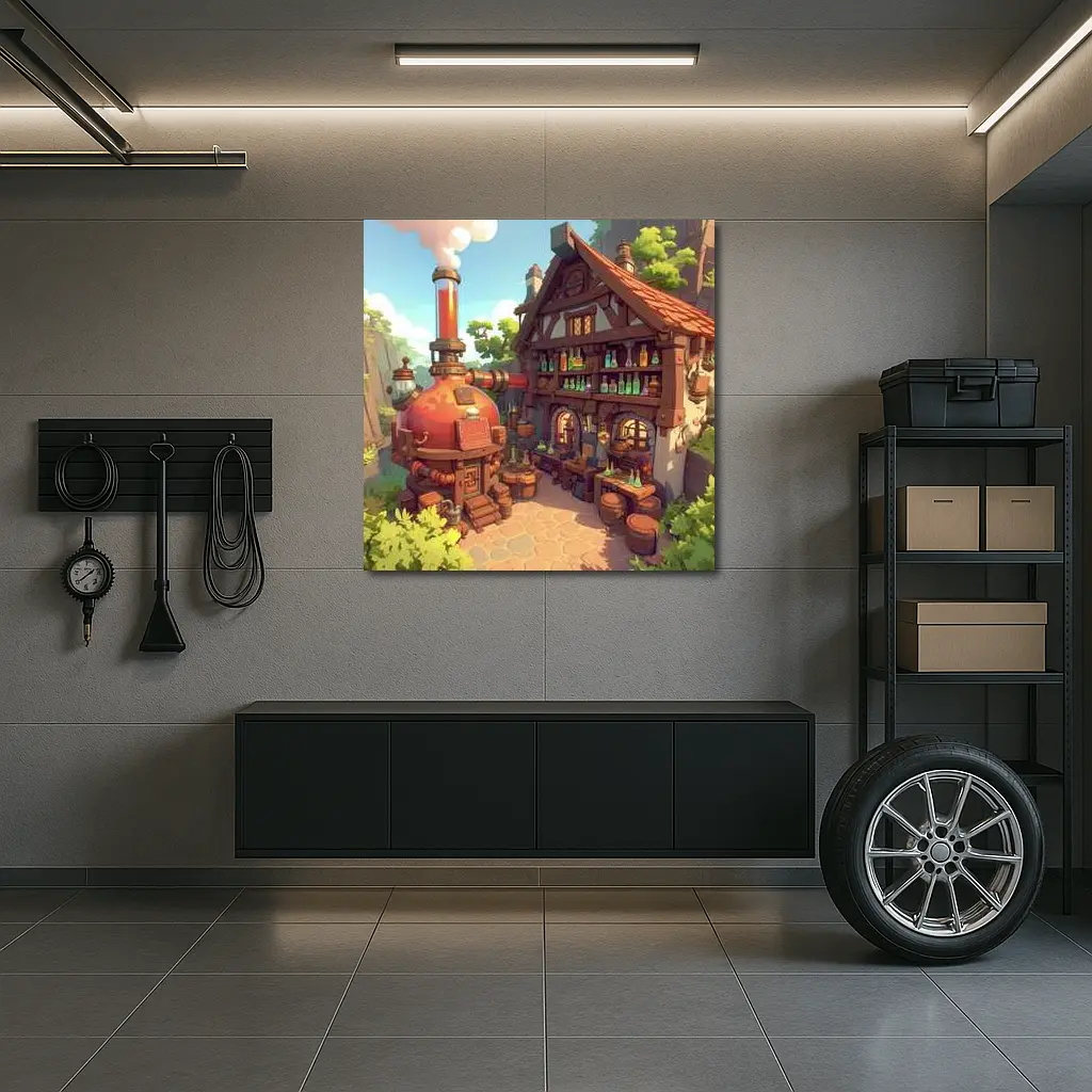 Fantasy Potion Shop Medieval Cottage Anime Art – Wall Art