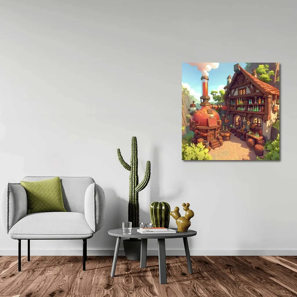 Fantasy Potion Shop Medieval Cottage Anime Art – Wall Art