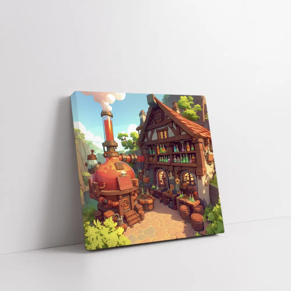 Fantasy Potion Shop Medieval Cottage Anime Art – Wall Art