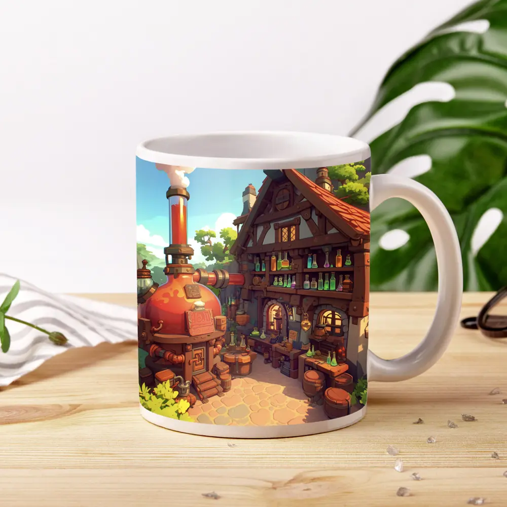 Fantasy Potion Shop Medieval Cottage Anime Art – Mugs