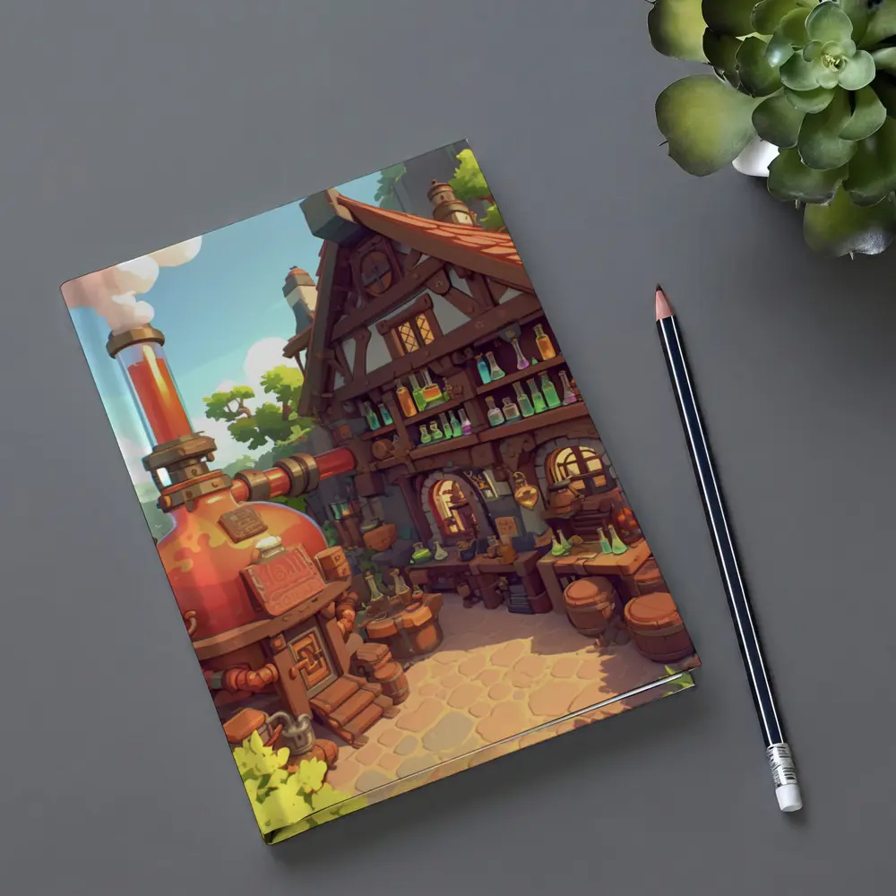 Fantasy Potion Shop Medieval Cottage Anime Art – Notebooks