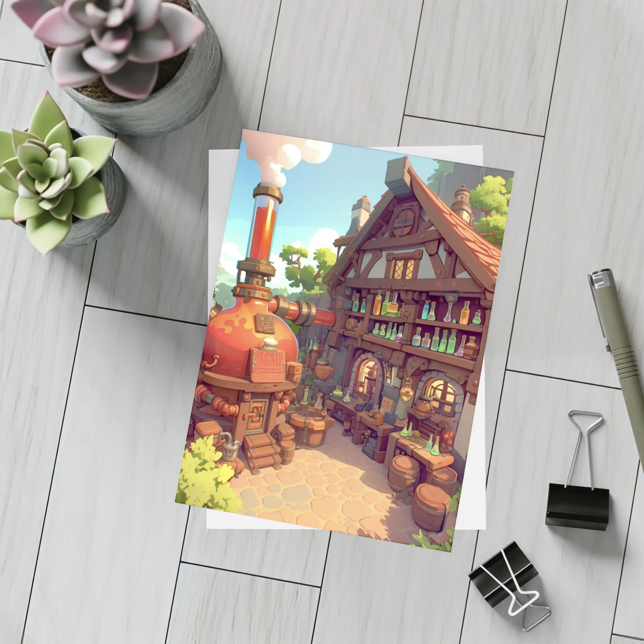 Fantasy Potion Shop Medieval Cottage Anime Art – Postcards