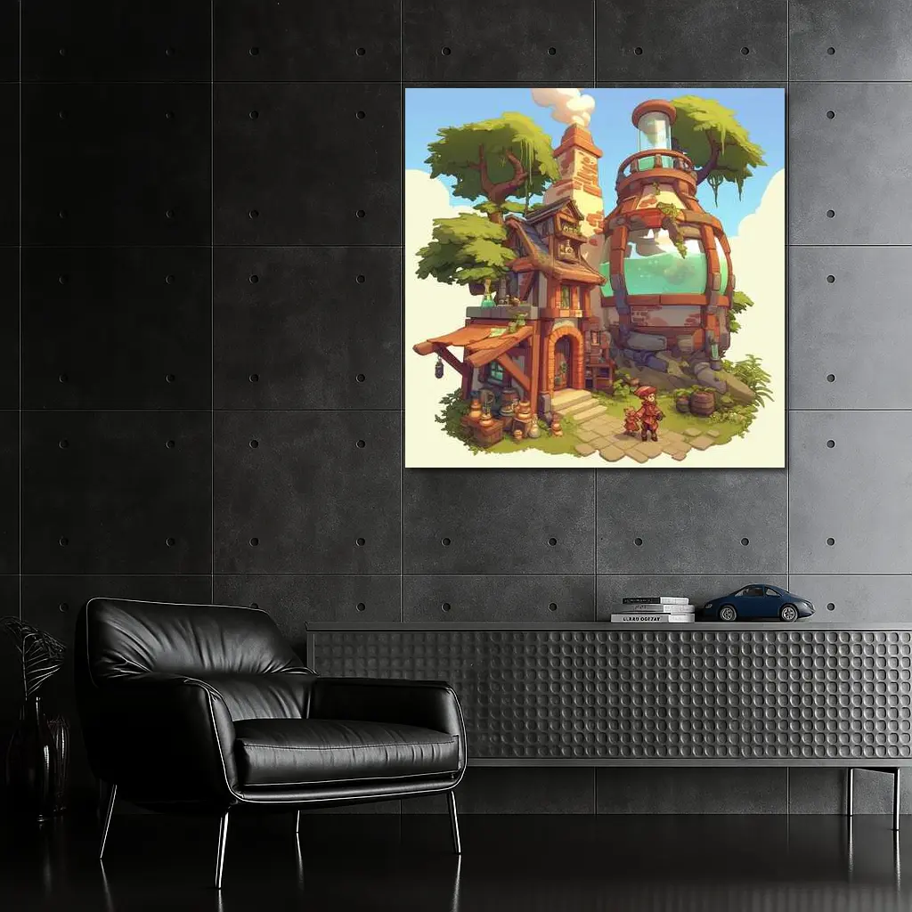 Fantasy Alchemist Shop Cartoon Game Art – Wall Art