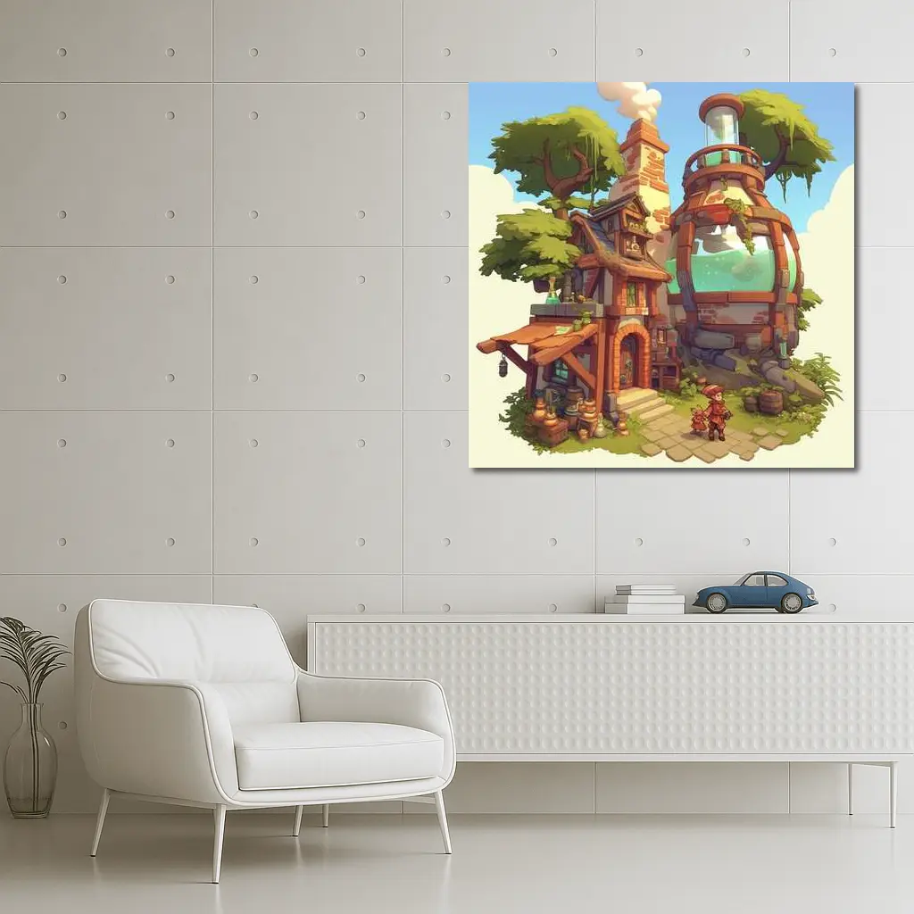 Fantasy Alchemist Shop Cartoon Game Art – Wall Art