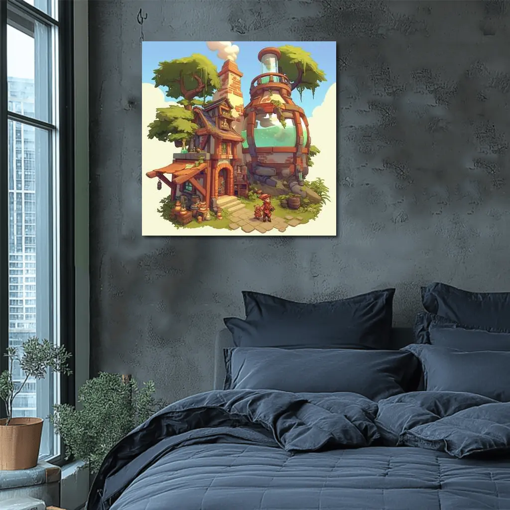 Fantasy Alchemist Shop Cartoon Game Art – Wall Art