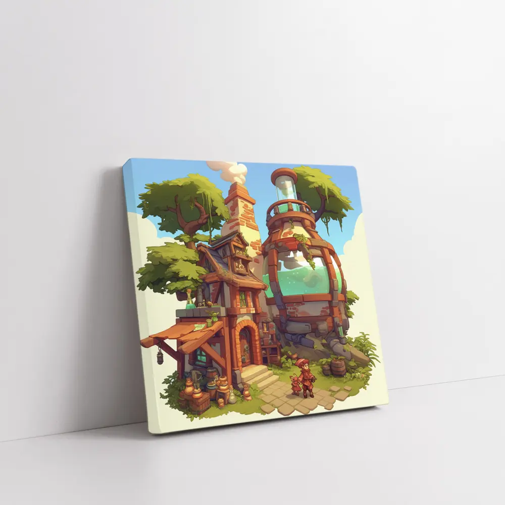 Fantasy Alchemist Shop Cartoon Game Art – Wall Art
