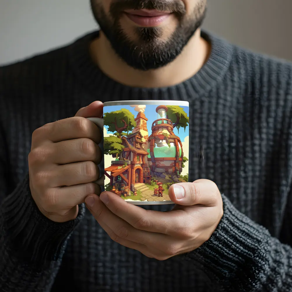 Fantasy Alchemist Shop Cartoon Game Art – Mugs