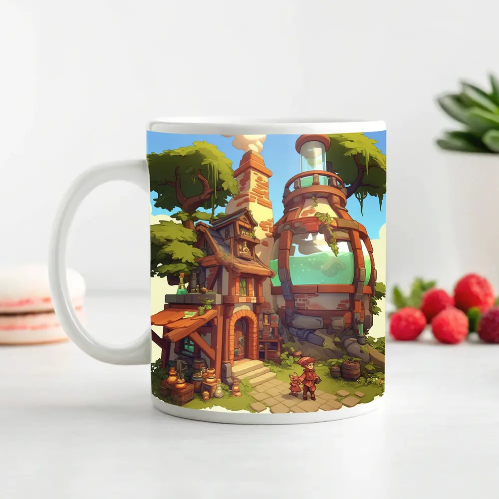 Fantasy Alchemist Shop Cartoon Game Art – Mugs
