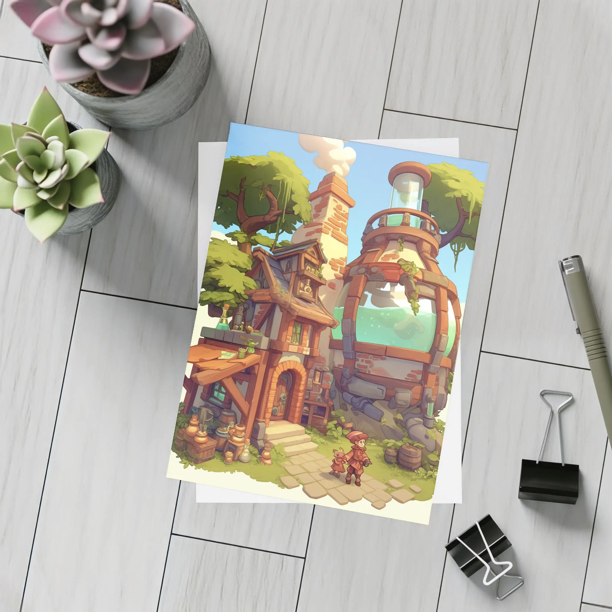 Fantasy Alchemist Shop Cartoon Game Art – Postcards