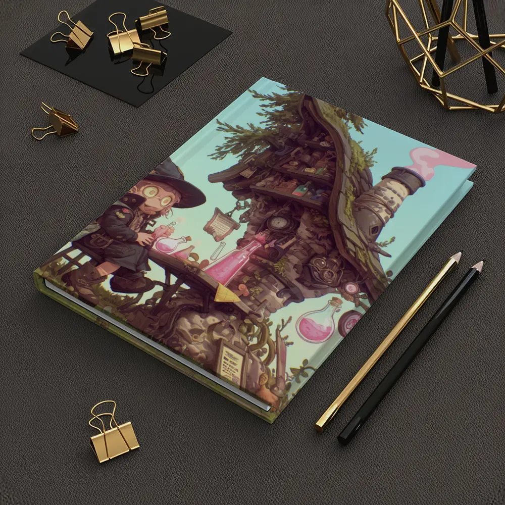 Cartoon Witch Girl Potion Lab Tree House – Notebooks