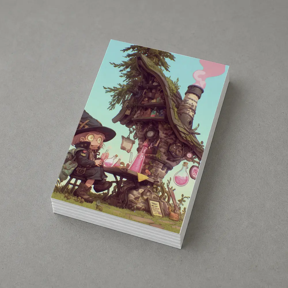 Cartoon Witch Girl Potion Lab Tree House – Postcards