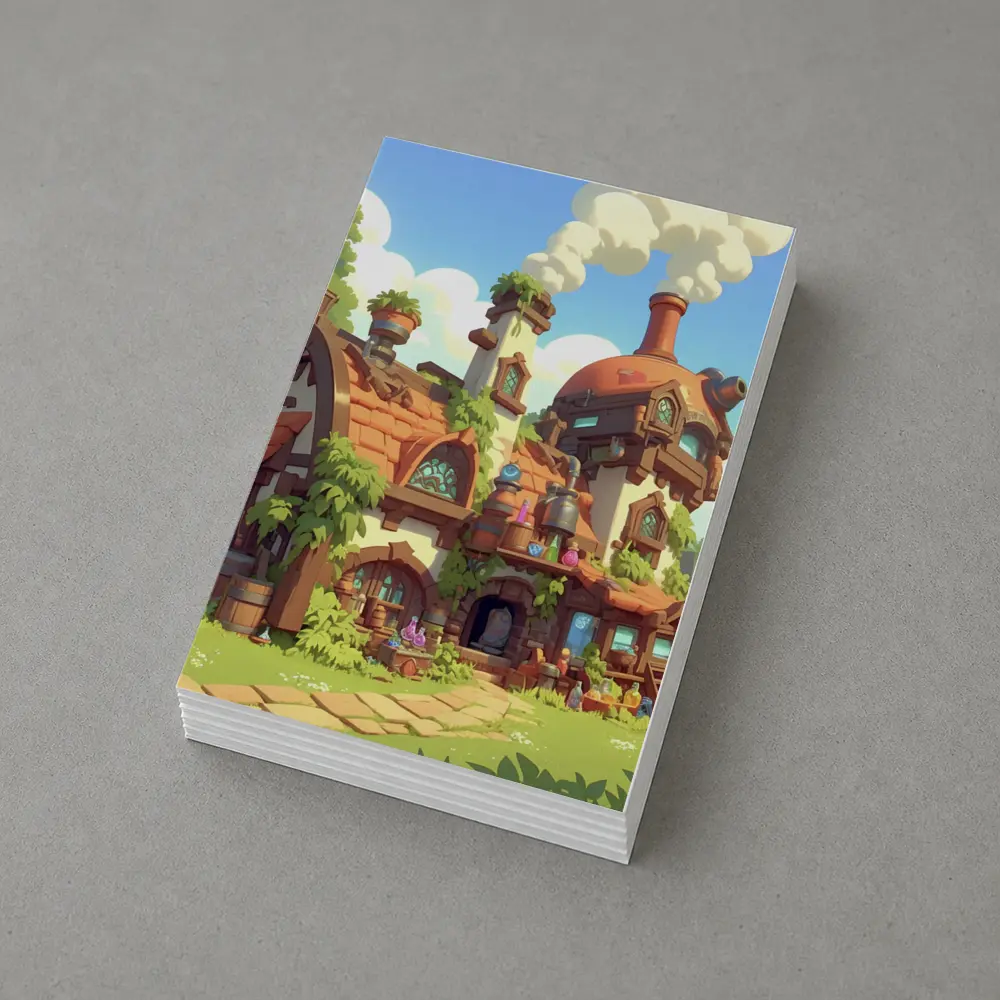 Fantasy Potion Shop Whimsical Cartoon Village Art – Postcards