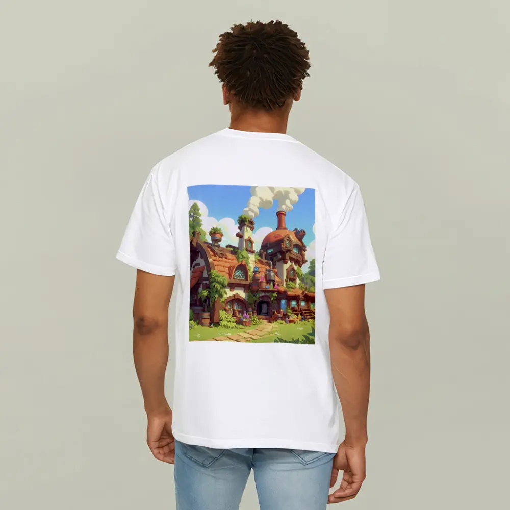 Fantasy Potion Shop Whimsical Cartoon Village Art – T-Shirts