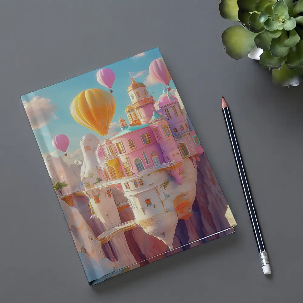 Pastel Fantasy Castle Hot Air Balloons Canyon – Notebooks