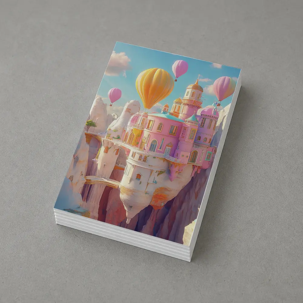 Pastel Fantasy Castle Hot Air Balloons Canyon – Postcards