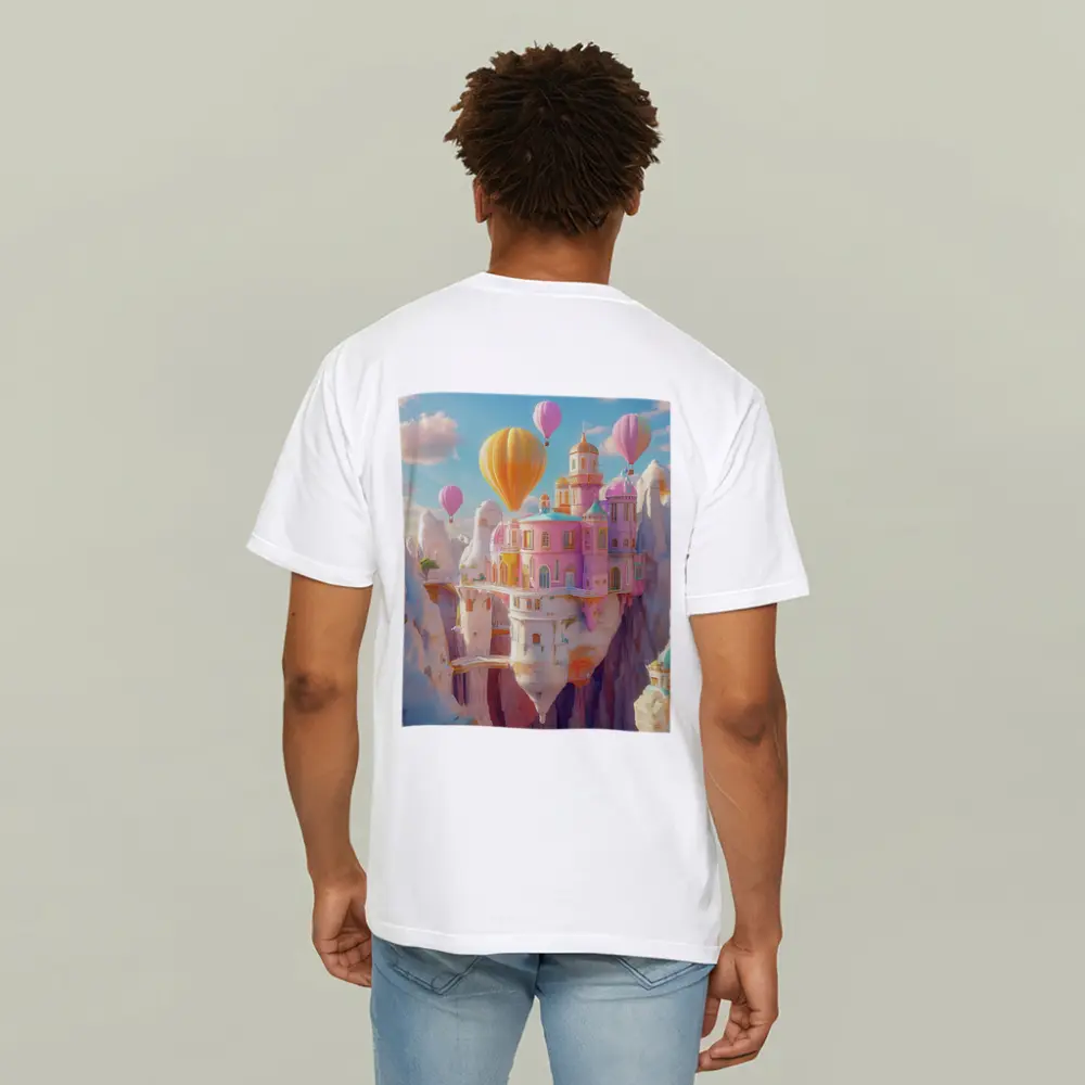 Pastel Fantasy Castle Hot Air Balloons Canyon – T-Shirts