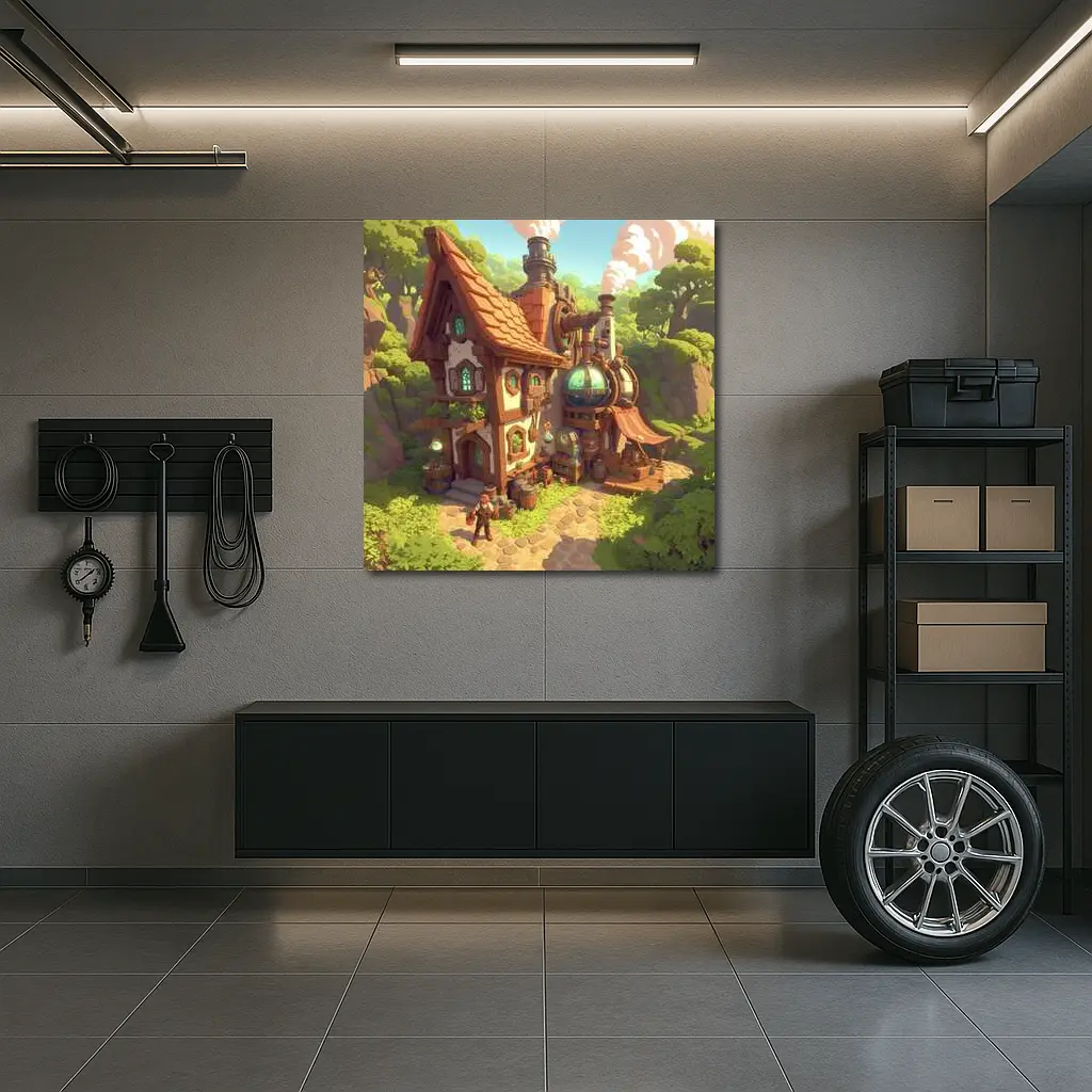 Steampunk Fantasy Cottage Forest Alchemist Shop – Wall Art