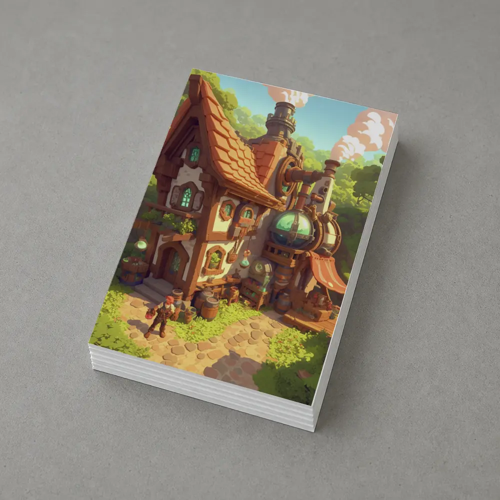 Steampunk Fantasy Cottage Forest Alchemist Shop – Postcards