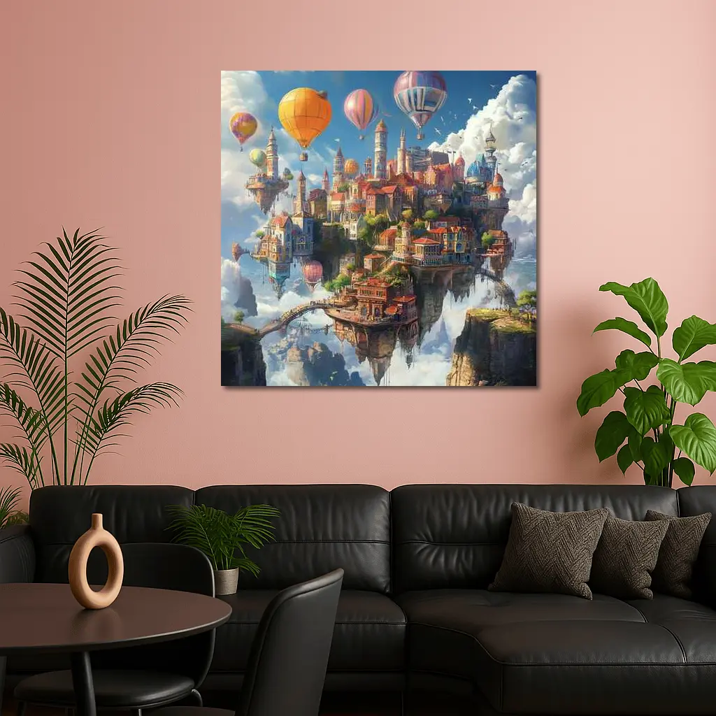 Fantasy Floating City Hot Air Balloons – Wall Art