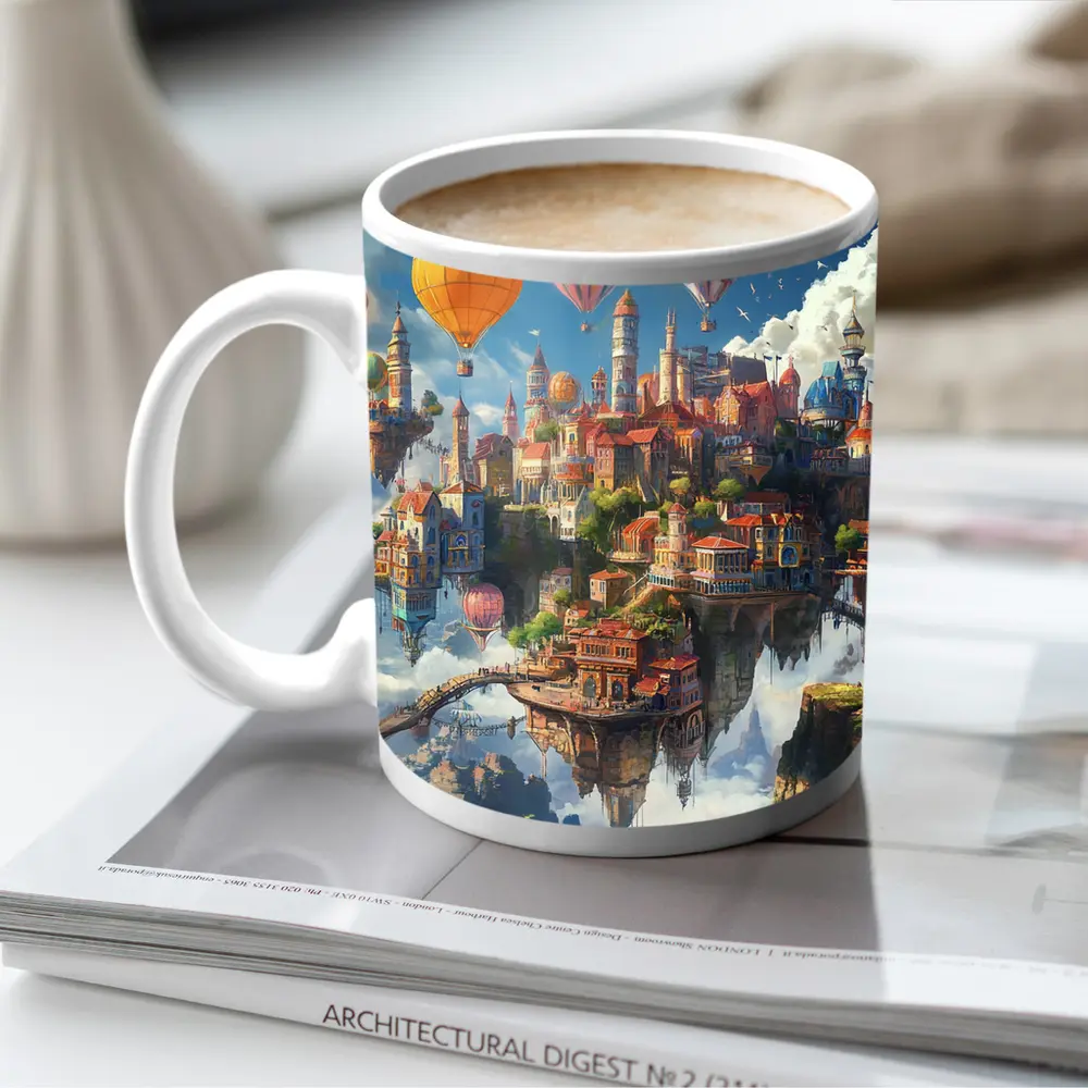 Fantasy Floating City Hot Air Balloons – Mugs