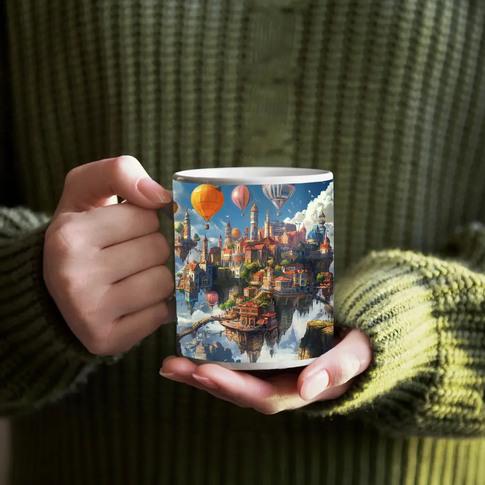 Fantasy Floating City Hot Air Balloons – Mugs