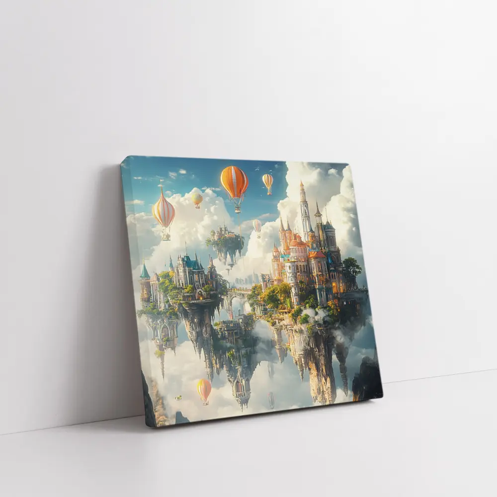 Fantasy Floating Castle Islands Hot Air Balloons – Wall Art