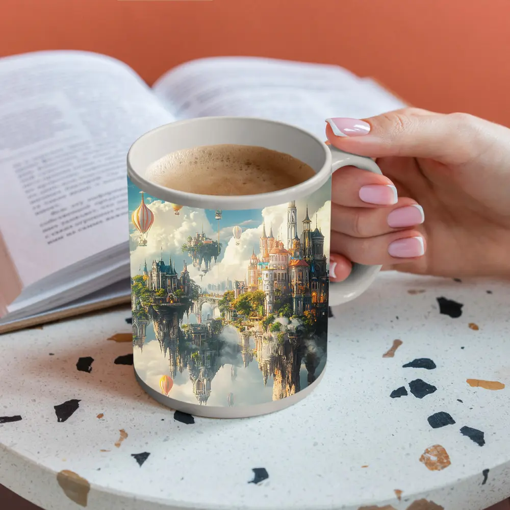 Fantasy Floating Castle Islands Hot Air Balloons – Mugs