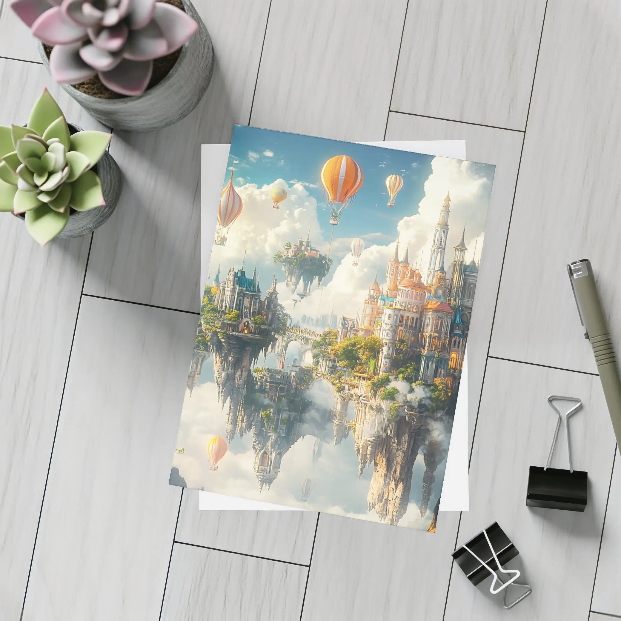 Fantasy Floating Castle Islands Hot Air Balloons – Postcards