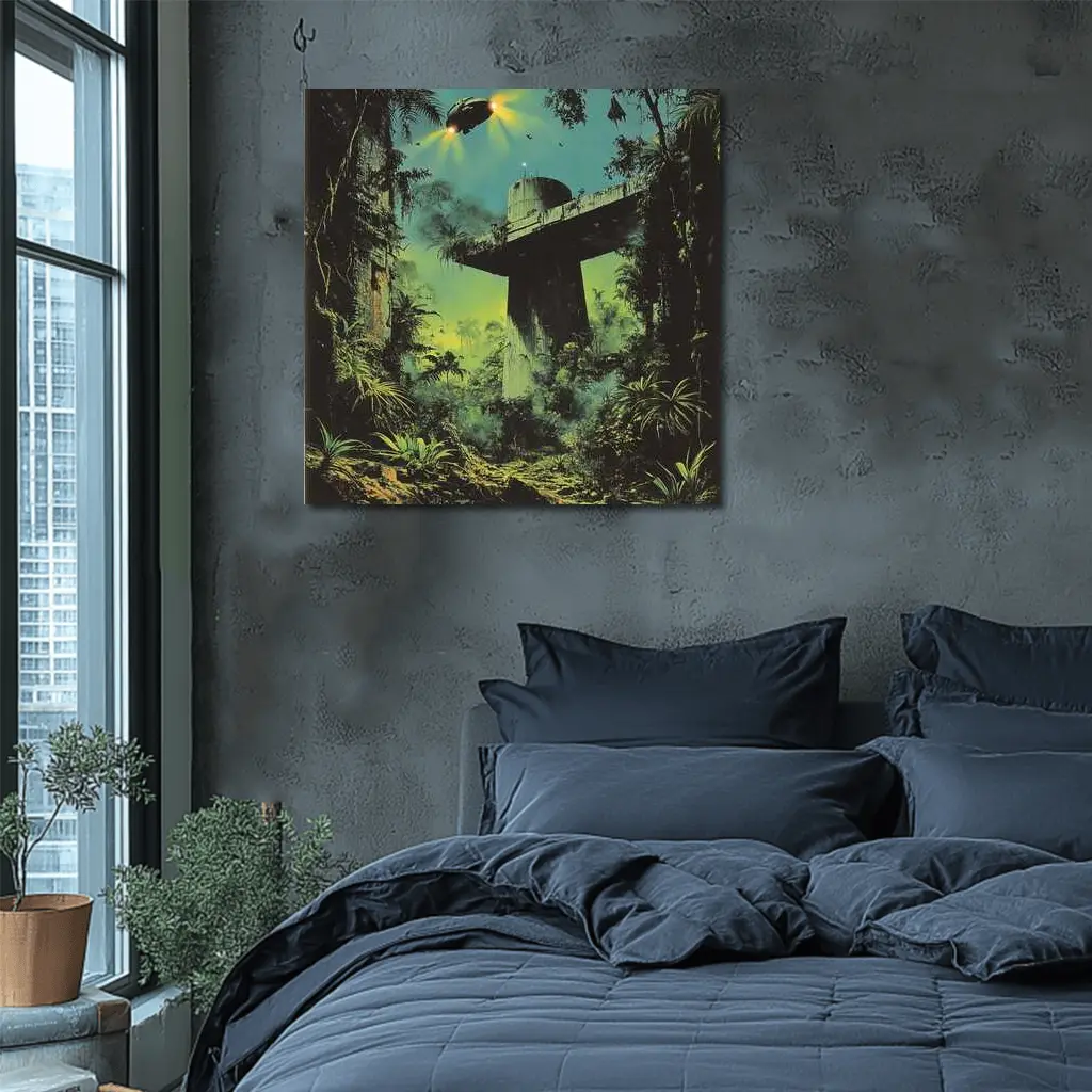 Sci Fi Jungle Ruins Spaceship Retro Fantasy Art – Wall Art