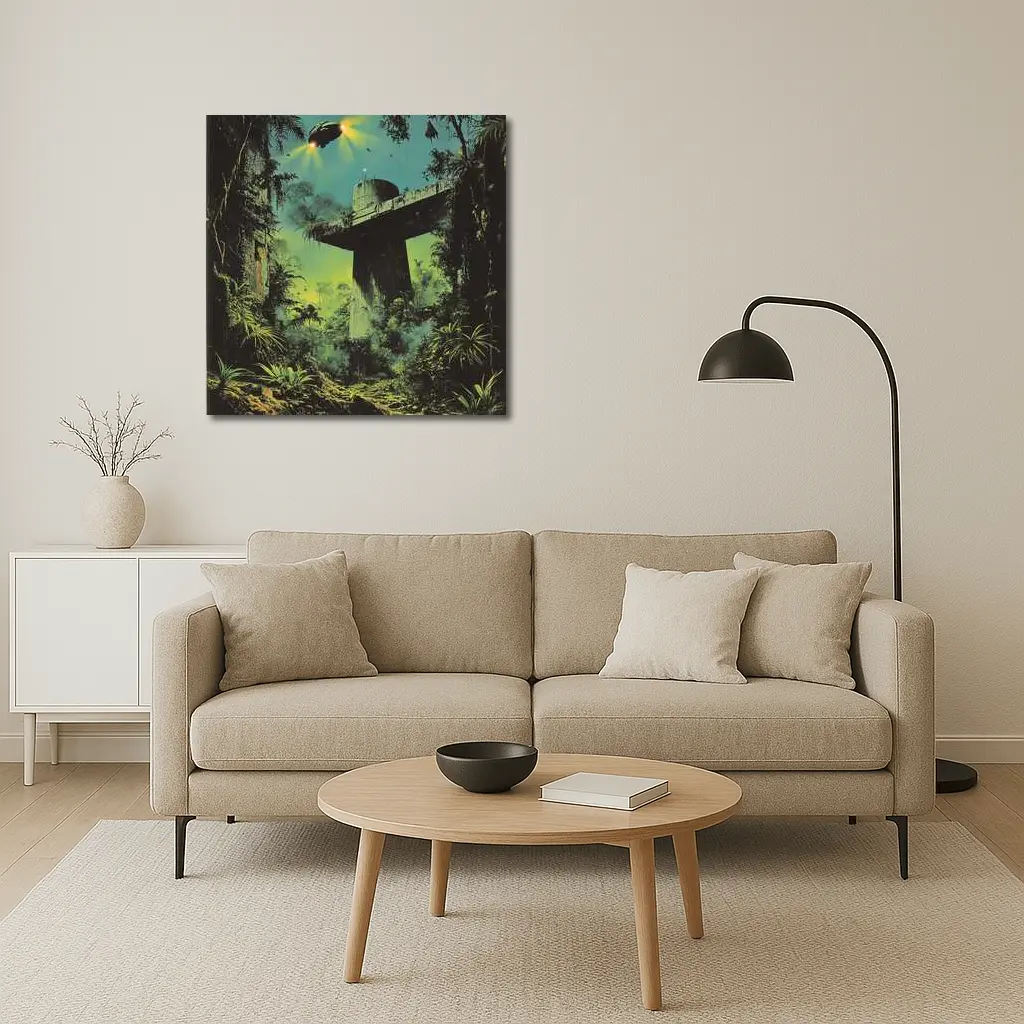 Sci Fi Jungle Ruins Spaceship Retro Fantasy Art – Wall Art