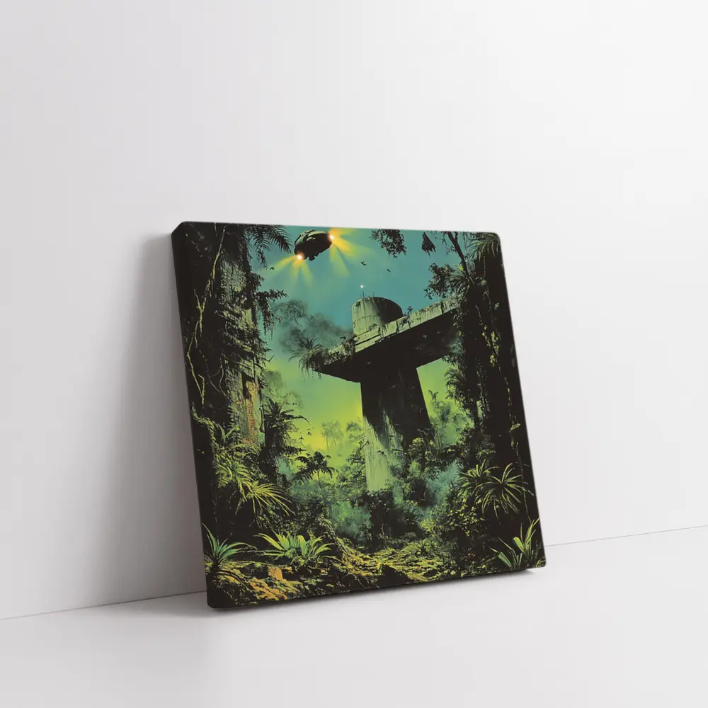 Sci Fi Jungle Ruins Spaceship Retro Fantasy Art – Wall Art
