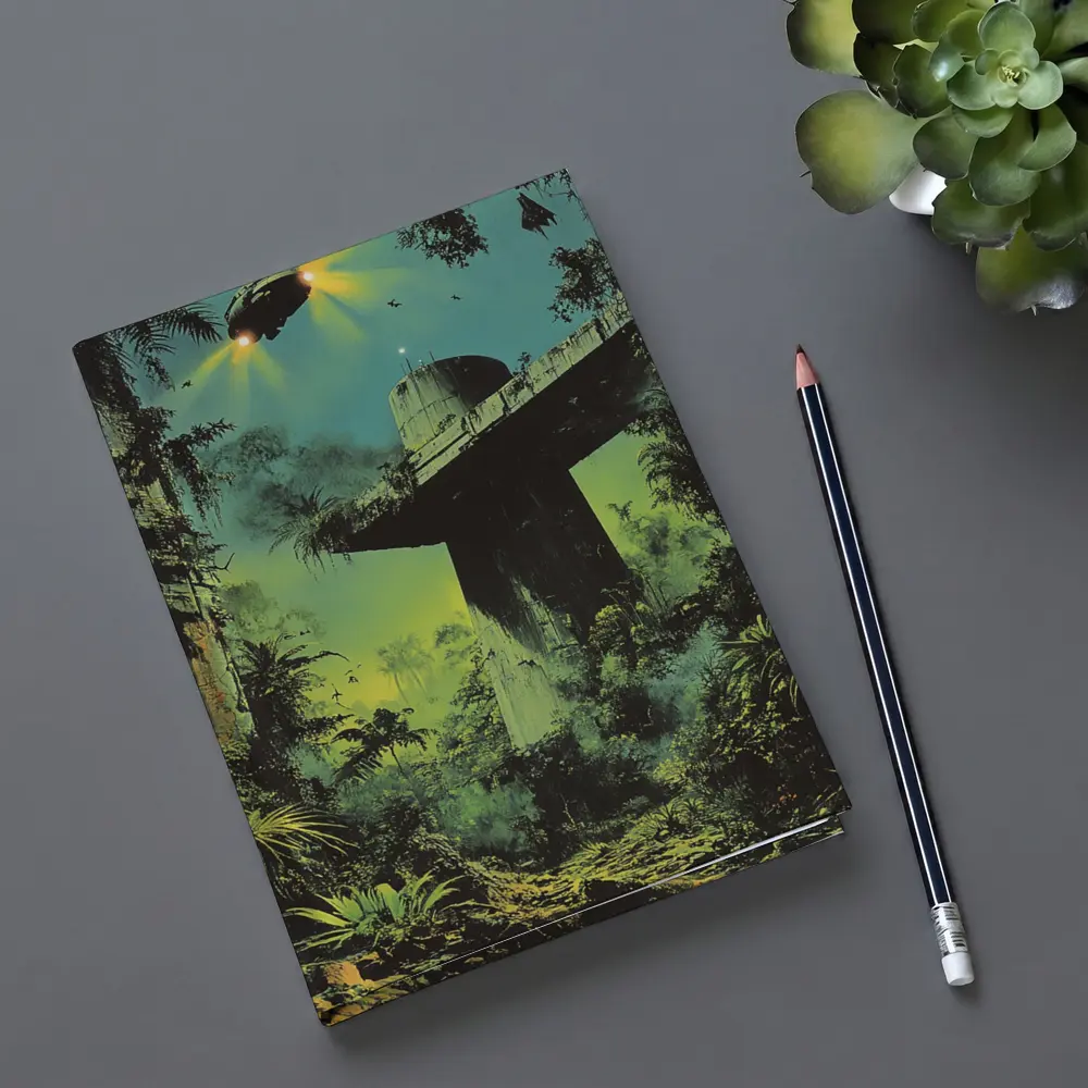 Sci Fi Jungle Ruins Spaceship Retro Fantasy Art – Notebooks