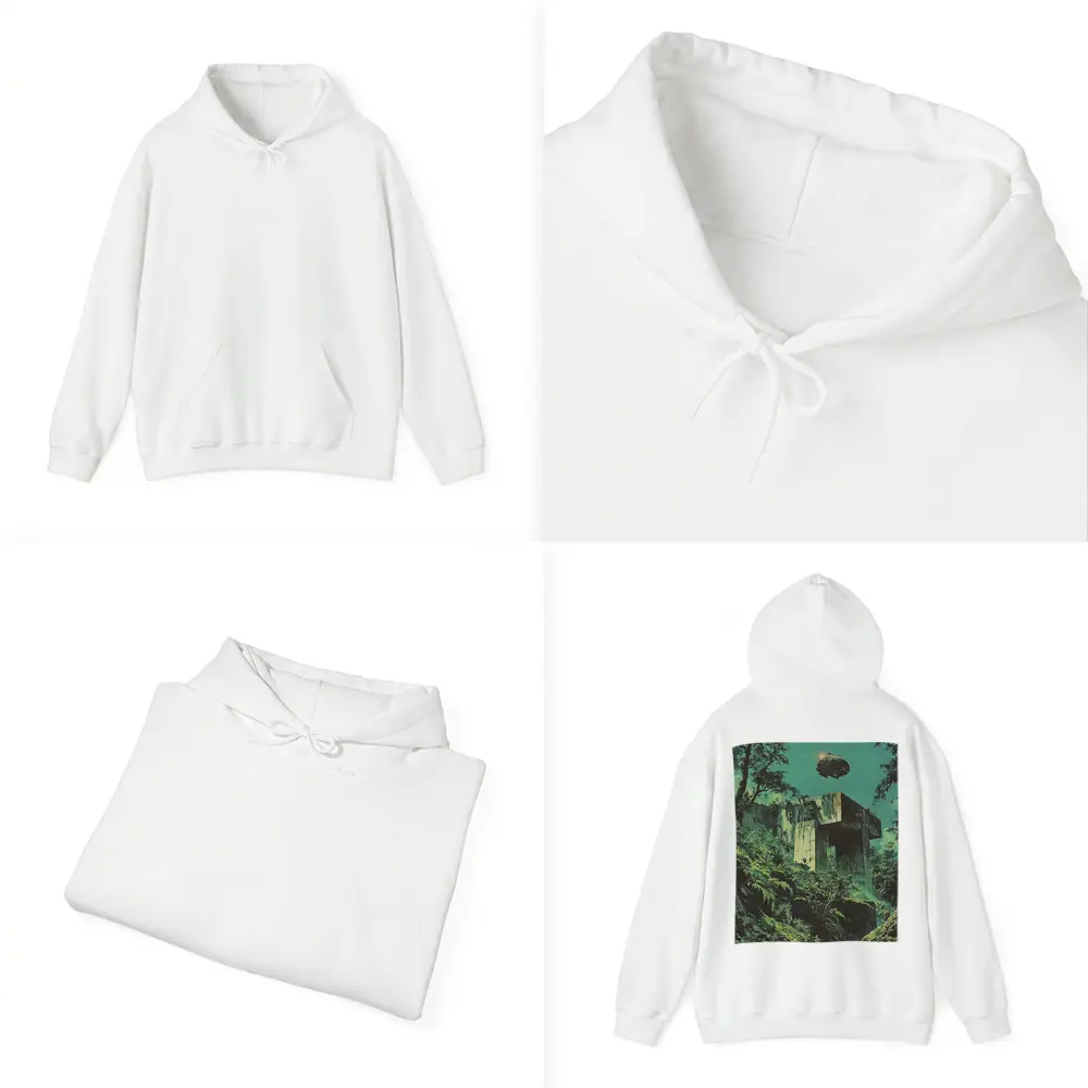 Abandoned Concrete Ruins Jungle Spacecraft Retro – Hoodies