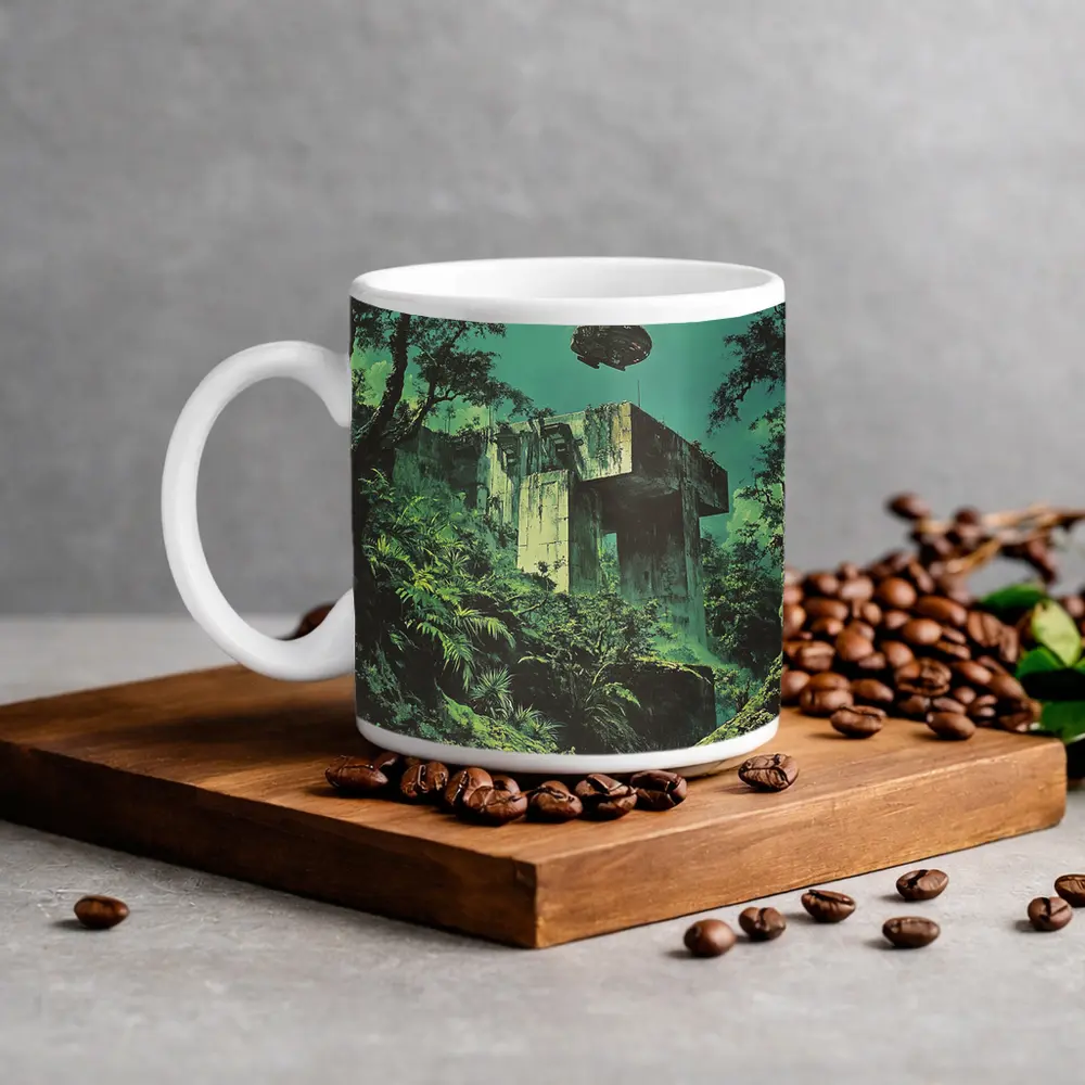 Abandoned Concrete Ruins Jungle Spacecraft Retro – Mugs