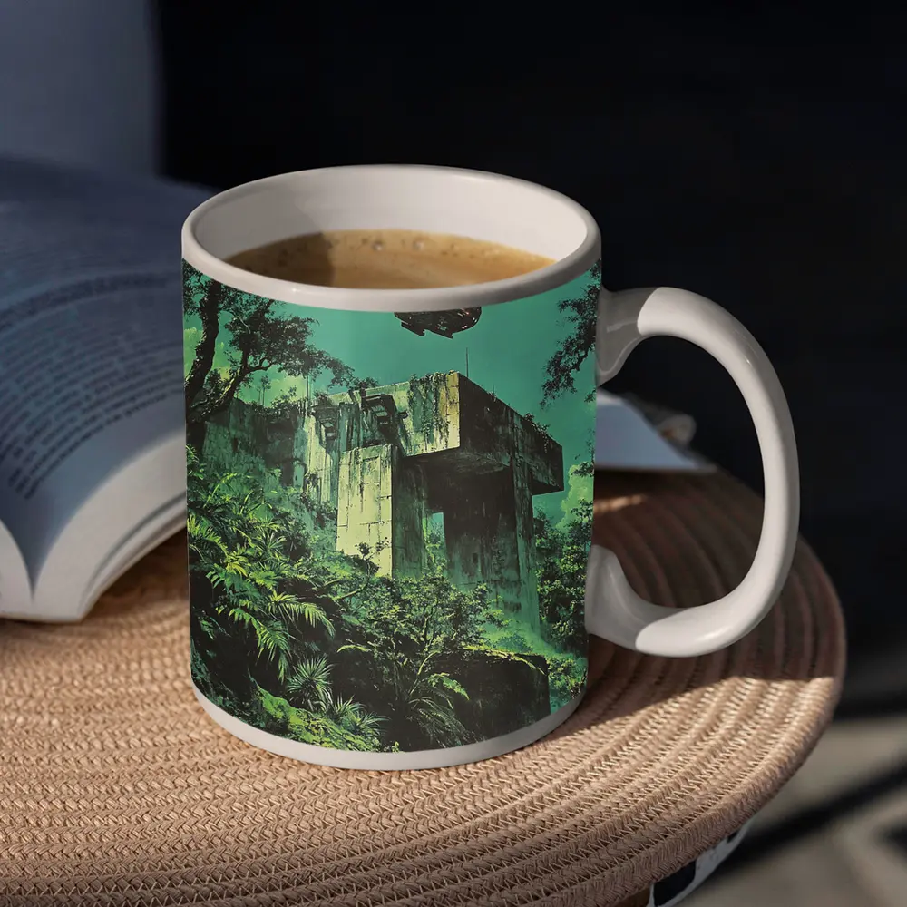 Abandoned Concrete Ruins Jungle Spacecraft Retro – Mugs