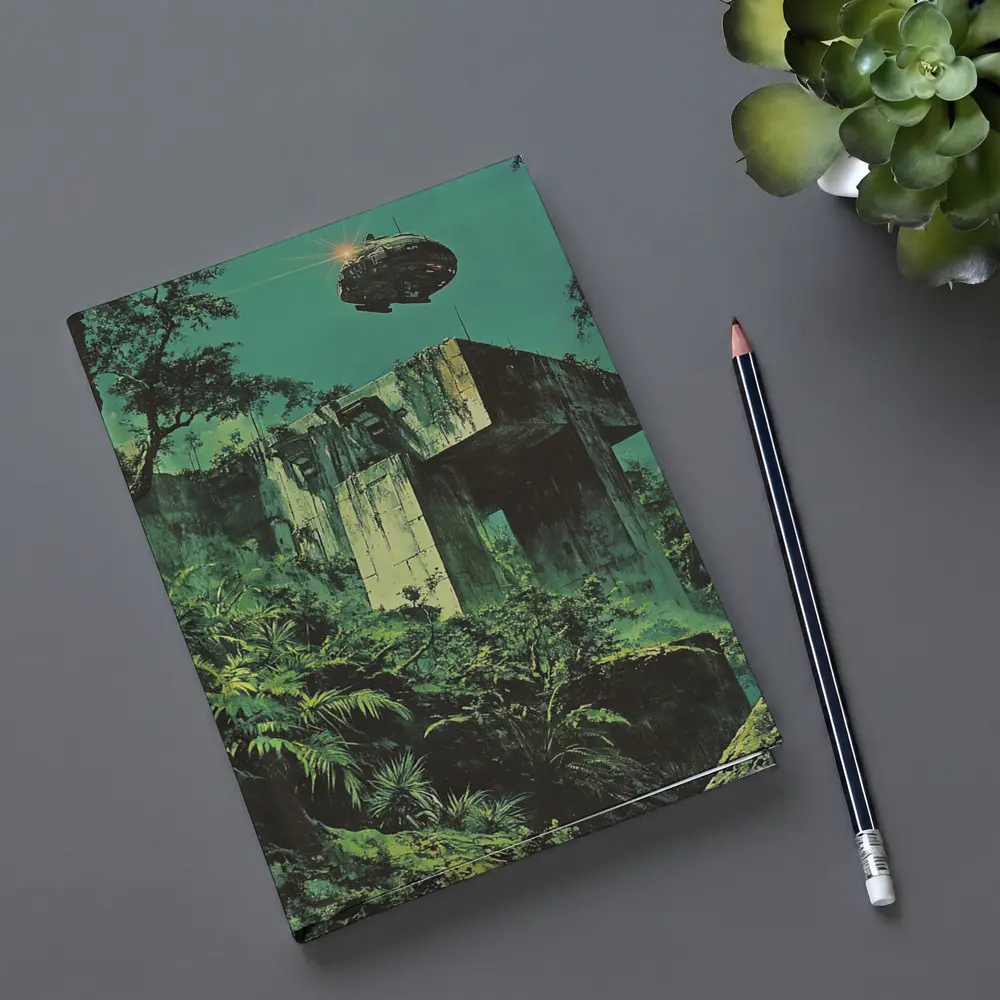 Abandoned Concrete Ruins Jungle Spacecraft Retro – Notebooks