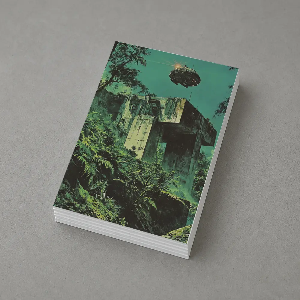 Abandoned Concrete Ruins Jungle Spacecraft Retro – Postcards