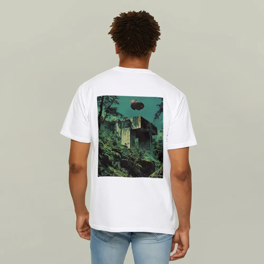 Abandoned Concrete Ruins Jungle Spacecraft Retro – T-Shirts
