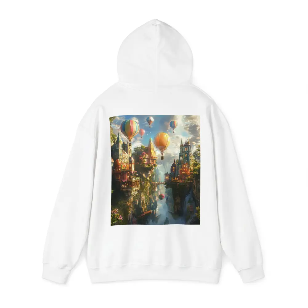 Fantasy City Hot Air Balloons Cliffside – Hoodies