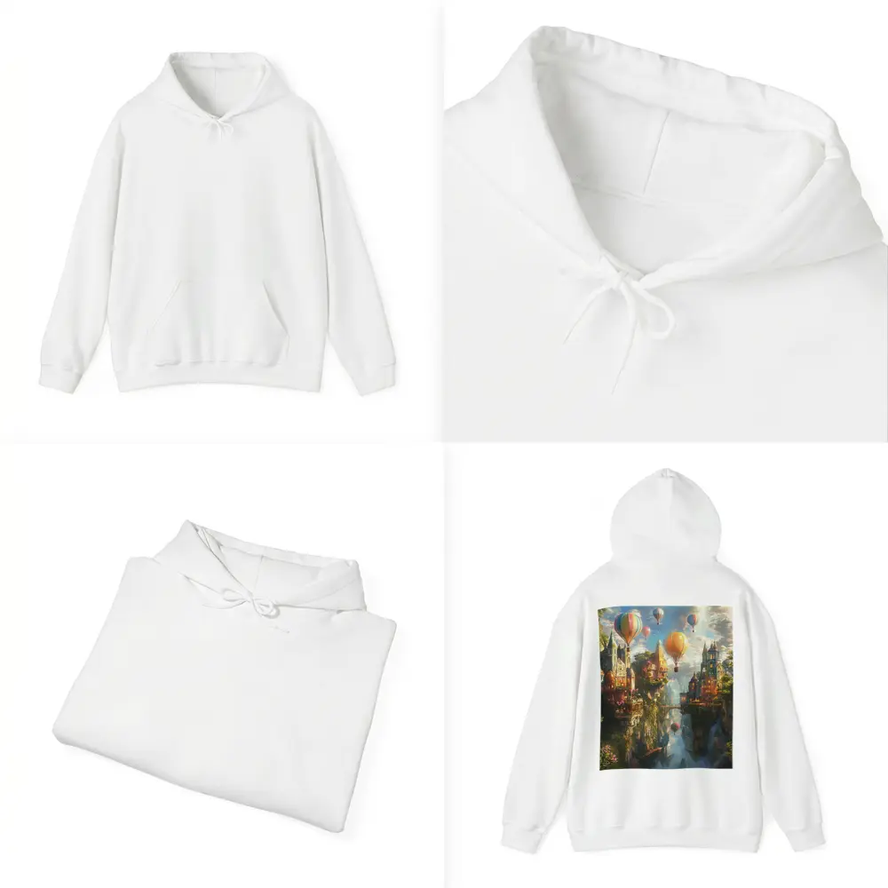 Fantasy City Hot Air Balloons Cliffside – Hoodies