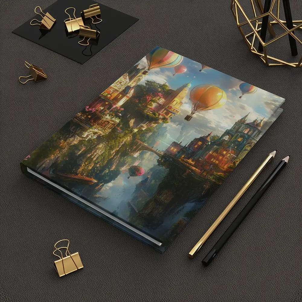 Fantasy City Hot Air Balloons Cliffside – Notebooks