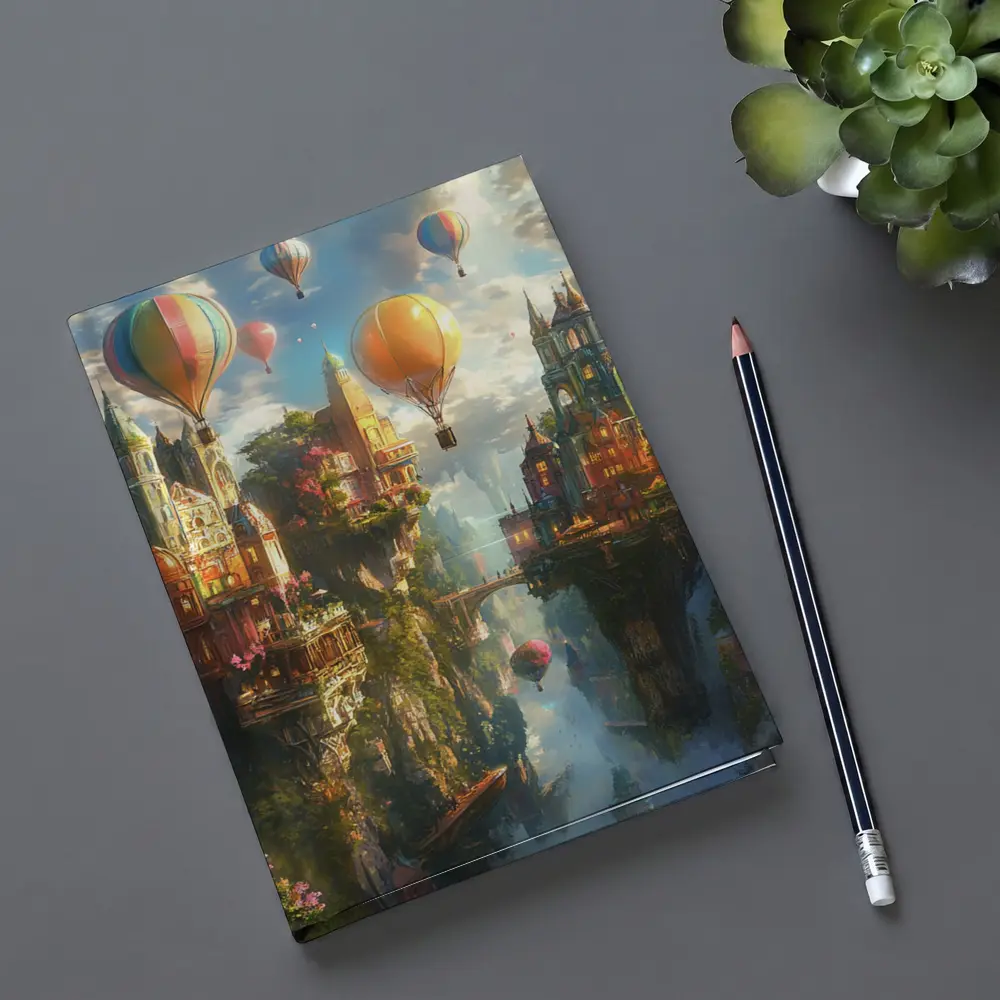 Fantasy City Hot Air Balloons Cliffside – Notebooks