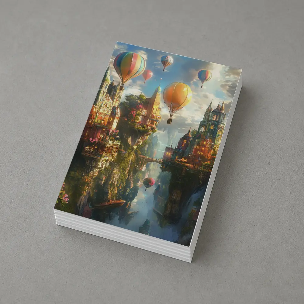 Fantasy City Hot Air Balloons Cliffside – Postcards