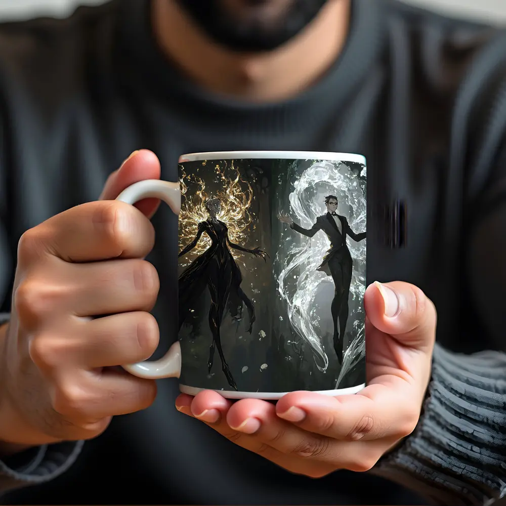 Dark Fantasy Elemental Figures Forest Background – Mugs