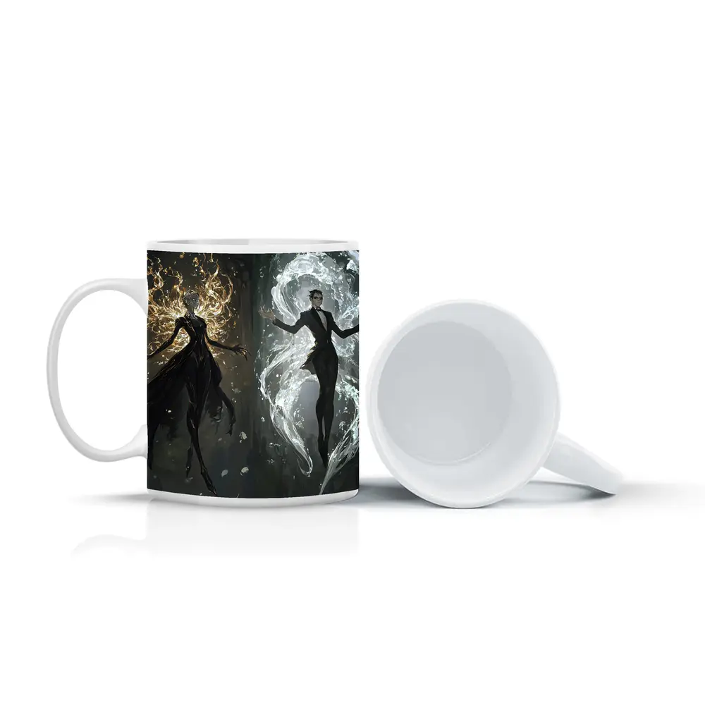 Dark Fantasy Elemental Figures Forest Background – Mugs