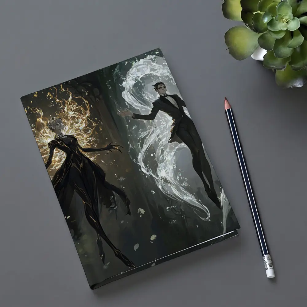 Dark Fantasy Elemental Figures Forest Background – Notebooks