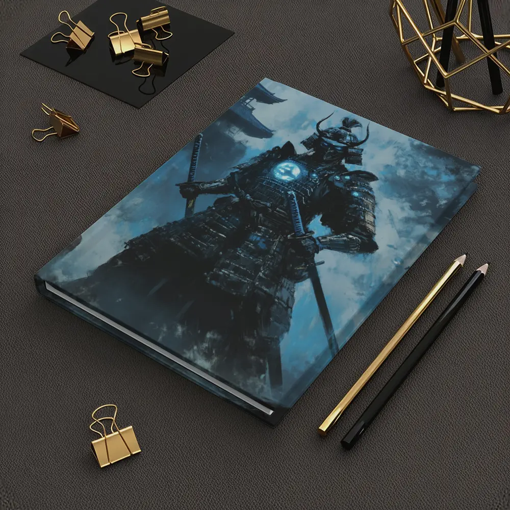 Dark Samurai Warrior Glowing Blue Armor – Notebooks