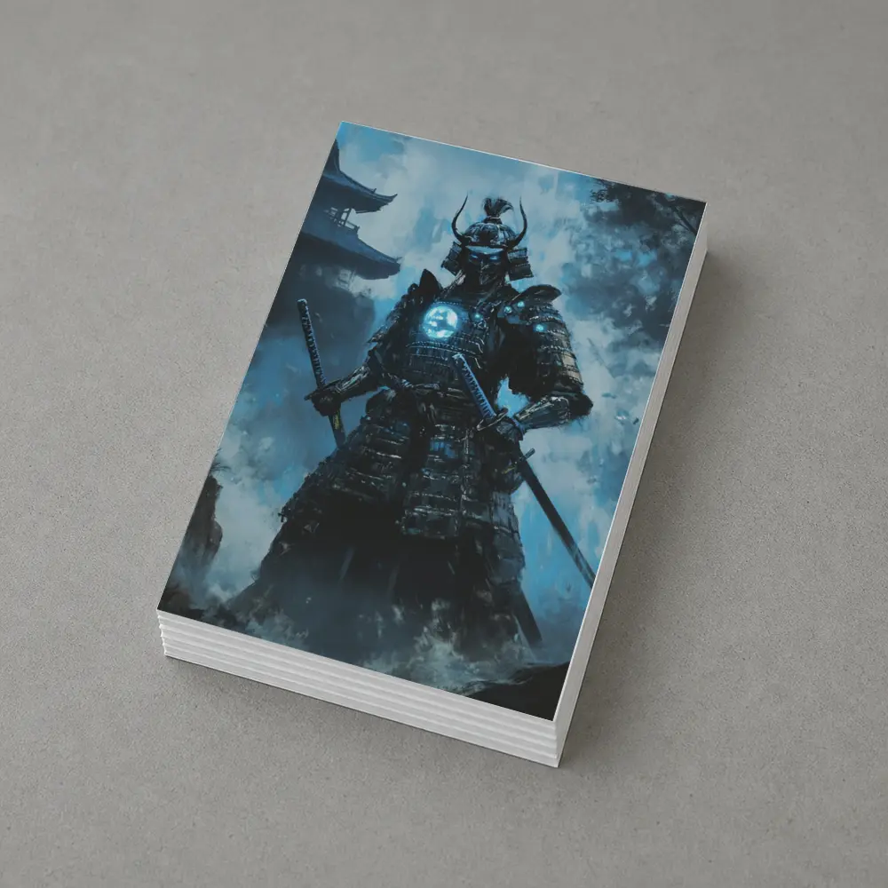 Dark Samurai Warrior Glowing Blue Armor – Postcards