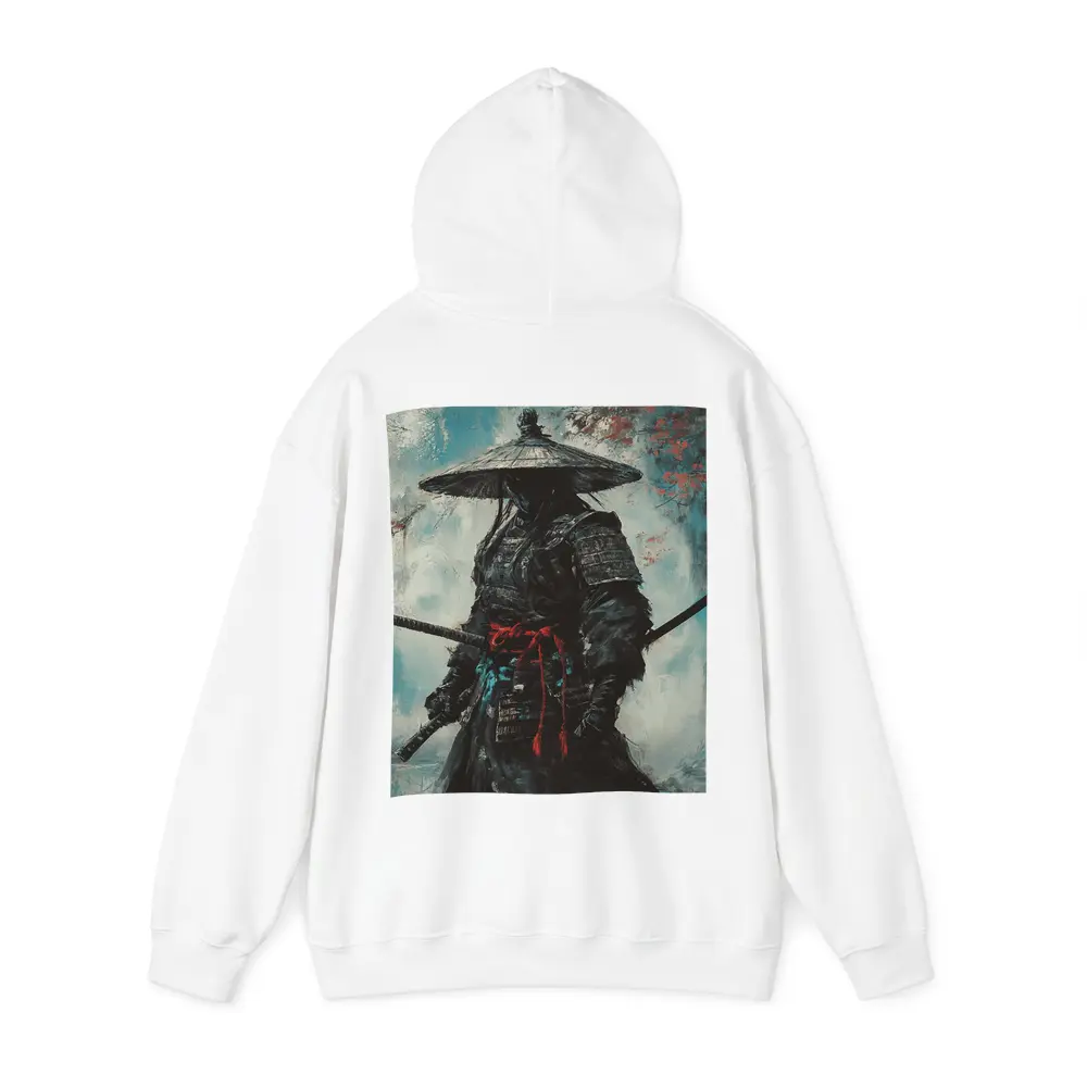 Dark Samurai Warrior Oil Painting Teal Background – Hoodies