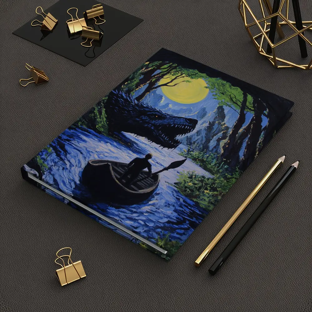 Man Rowing Boat Past Cave Dragon – Notebooks